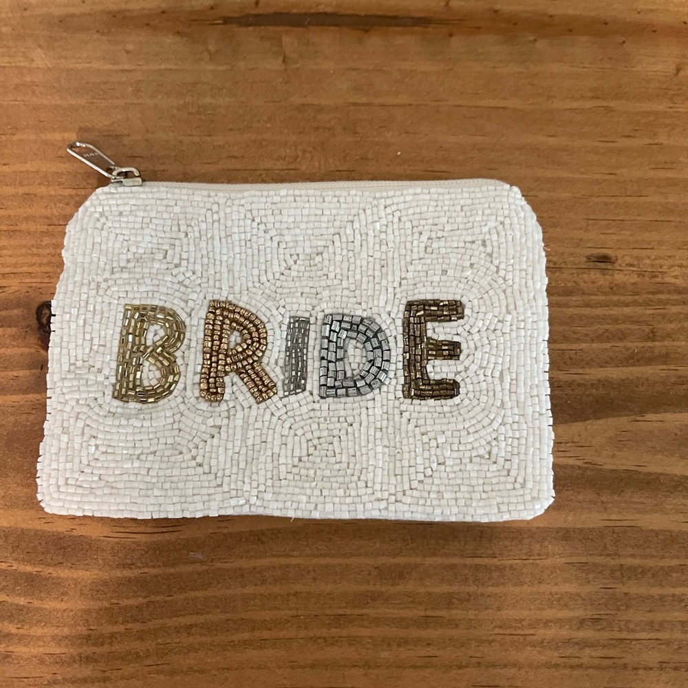 Bride Seed Bead Beaded Coin Purse Wallet Card Holder